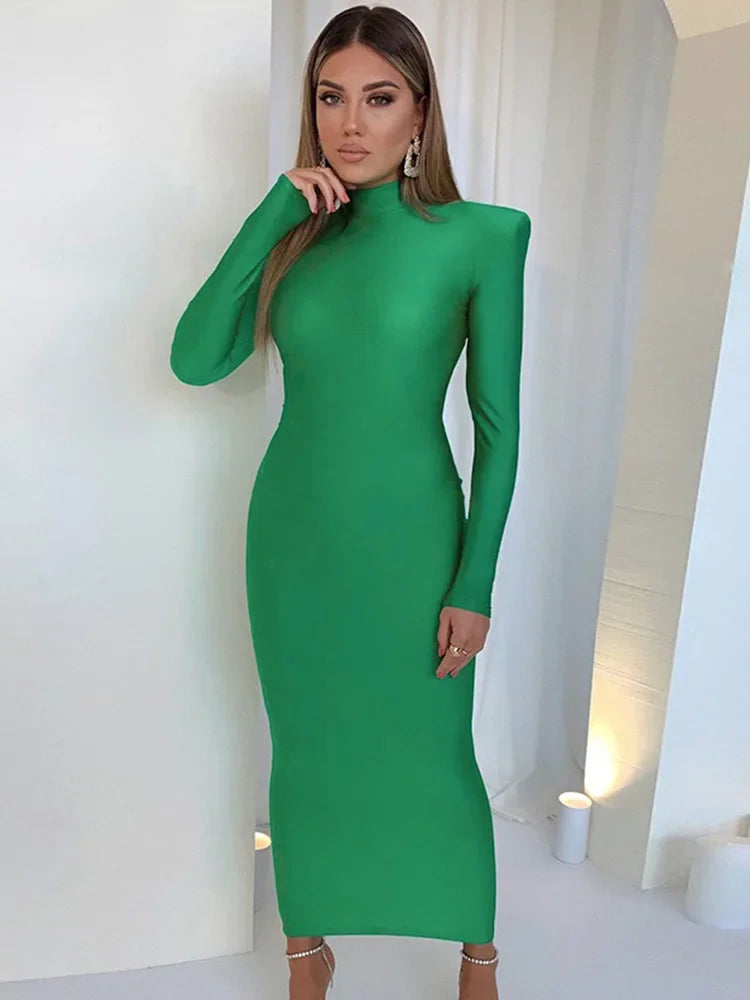 Vestido Midi Manga Comprida Tubinho Gabi