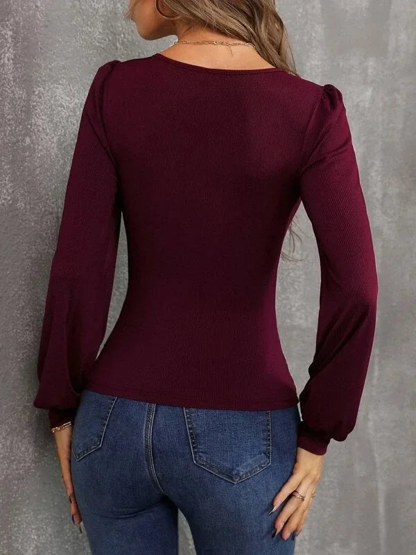 Blusa Manga Comprida Pamela com Decote