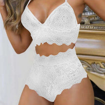 Conjunto de Lingerie de Renda Clara