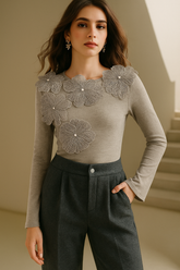 Blusa Manga Longa com Detalhes Princesa